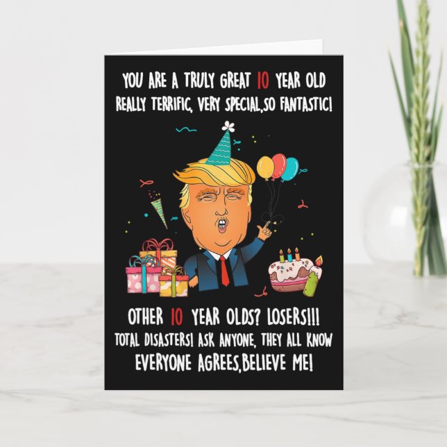 Donald Trump President Funny 10th Birthday Trump B Karte (Vorderseite)