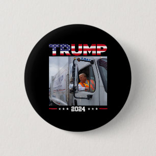 Donald Trump Rides Garbage Truck - Garbage Truck T Button