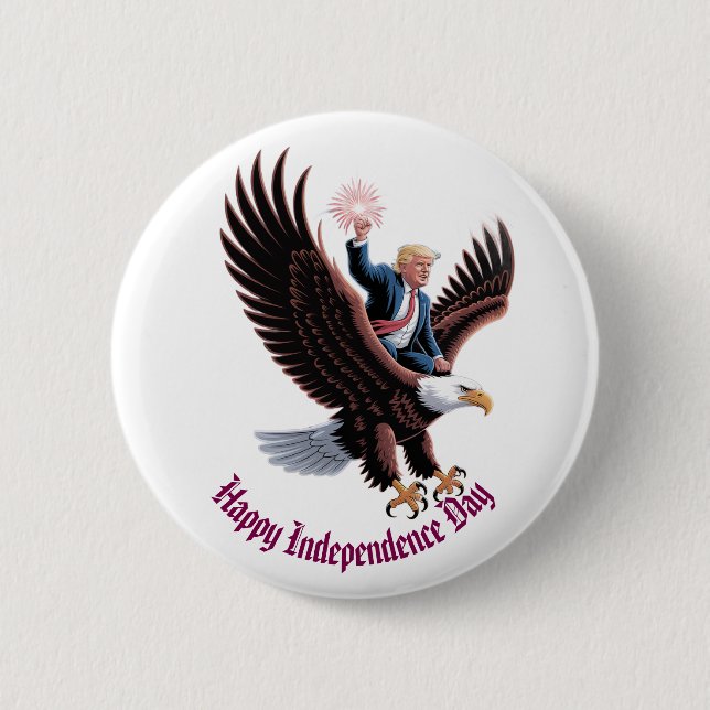 Donald Trump Riding Patriotic Eagle Art Custom Button (Vorderseite)