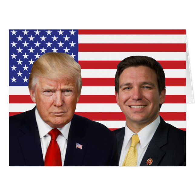 Donald Trump, Ron DeSantis und US-Flagge (Vorderseite (Horizontal))