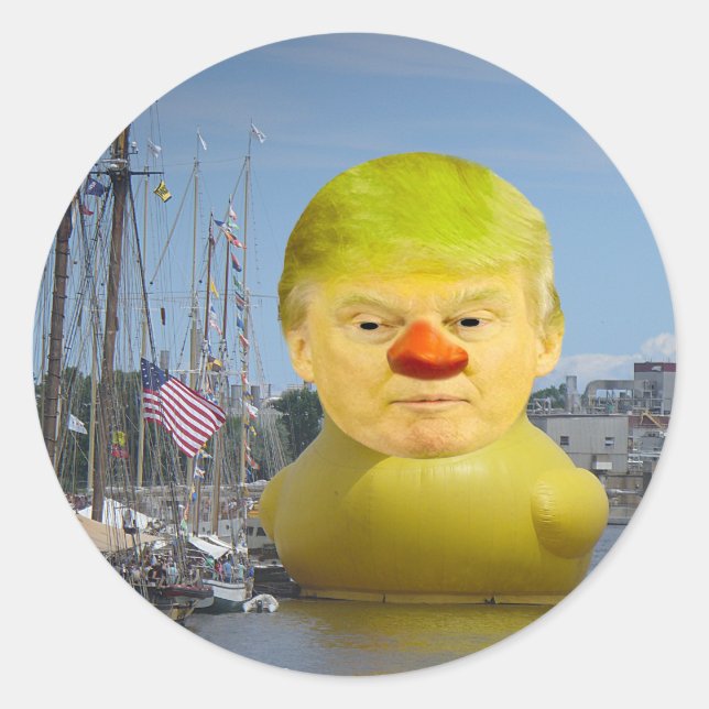 Donald Trump Rubber Yellow Duck Round Sticker (Vorderseite)