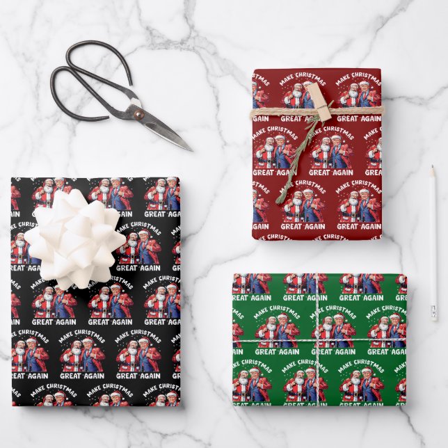 Donald Trump Santa Claus | Trump Santa Gift Geschenkpapier Set (Vorderseite)