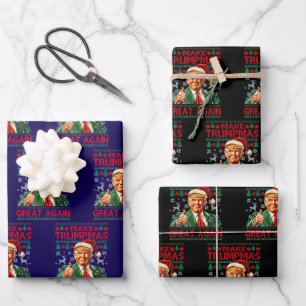 Donald Trump Santa hat Make Christmas Great Again Geschenkpapier Set