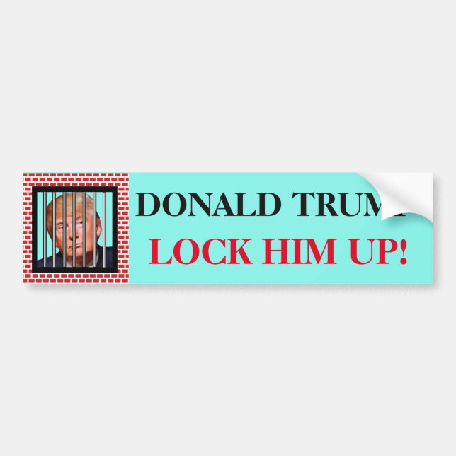 "DONALD TRUMP. Schließe ihn auf!" und Trump im Gef Autoaufkleber (Vorne)