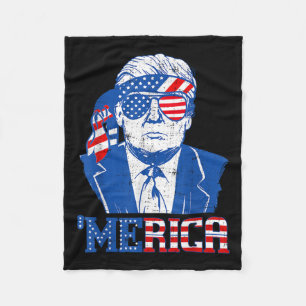 Donald Trump Shirt Merica Trump Sungl US Flag 4. Fleecedecke