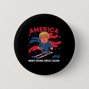Donald Trump Skiing America - Skifahren zu einem g Button