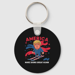 Donald Trump Skiing America - Skifahren zu einem g Schlüsselanhänger