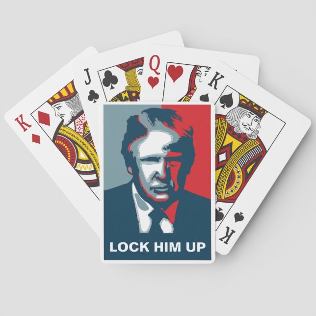 Donald Trump sperrt ihm auf Spielkarten (Rückseite)