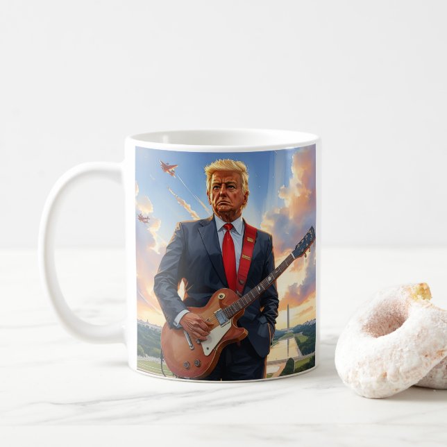 Donald Trump spielt Electric Guitar Washington DC Kaffeetasse (Mit Donut)