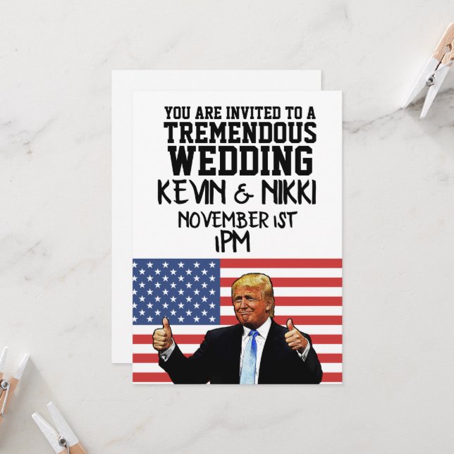 DONALD TRUMP TREMENDOUS WEDD EINLADUNGEN (Vorderseite/Rückseite Beispiel)