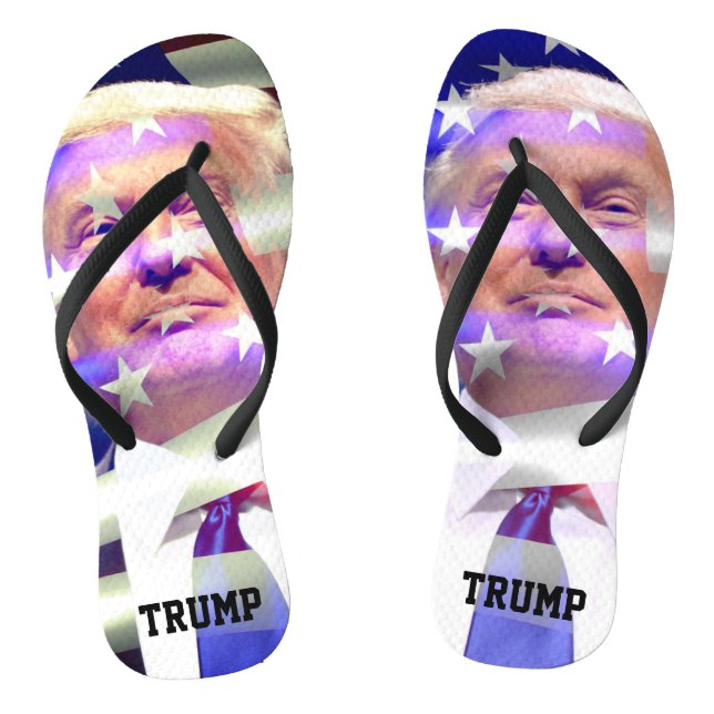 Donald Trump und amerikanische Flagge Flip Flops (Fußbett)
