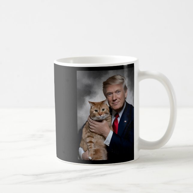 Donald Trump und Cat Funny Trump und Katze Kaffeetasse (Rechts)