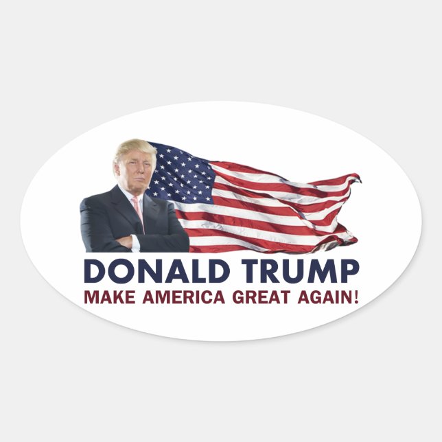 Donald Trump US-Flagge Ovaler Aufkleber (Vorderseite)
