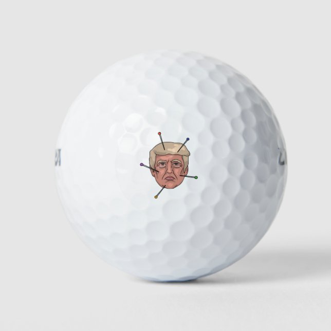 Donald Trump Voodoo Doll Button Illustration Golfball (Vorderseite)