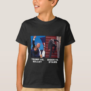 Donald Trump Vs Bullet Biden Vs Stairs Funny Trump T-Shirt