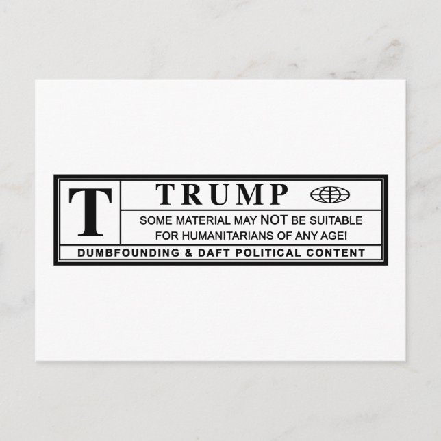Donald Trump Warning Label Postkarte (Vorderseite)