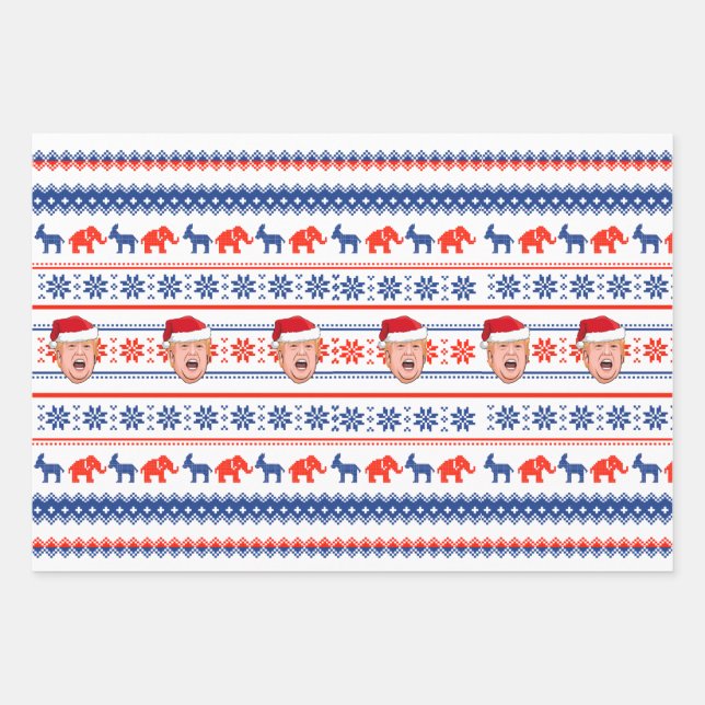 DONALD TRUMP Weihnachten Geschenkpapier Set (Vorderseite)