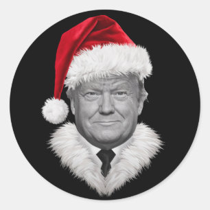 Donald Trump Weihnachten Lustiger Santa Hut Gesche Runder Aufkleber