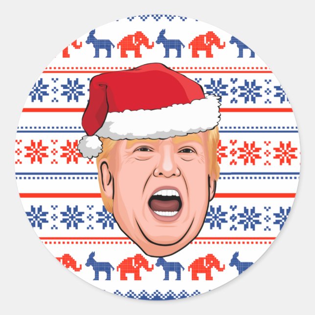 DONALD TRUMP Weihnachten Runder Aufkleber (Vorderseite)