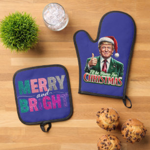 Donald Trump - Weihnachtsfeierlichkeiten - Weihnac Ofenhandschuh & Topflappen-Set