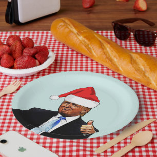 DONALD TRUMP WEIHNACHTSMANNMÜTZE CHRISTMAS PARTY PAPPTELLER