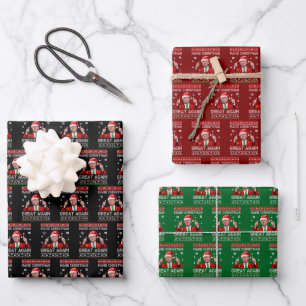 Donald Trump-Weihnachtsmannmütze macht Weihnachten Geschenkpapier Set