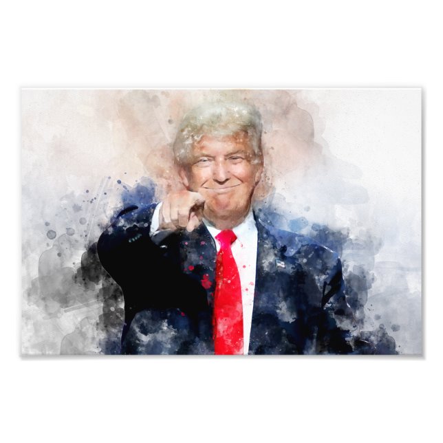 Donald Trump zeigt Aquarellbilder Fotodruck (Vorne)