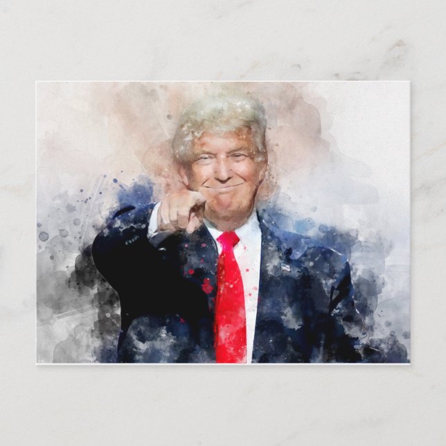 Donald Trump zeigt Aquarellbilder Postkarte (Vorderseite)