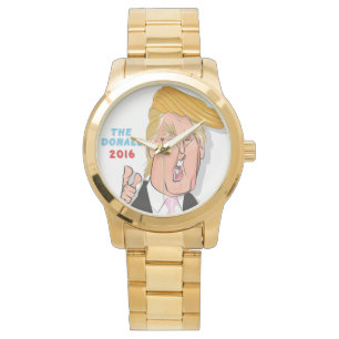 Donald- TrumpComic-Cartoon-Milliardärs-Golduhr Armbanduhr