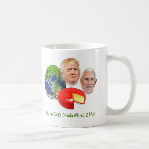 Donald- Trumperbsen auf Männern des Erdgouda-Rad- Kaffeetasse