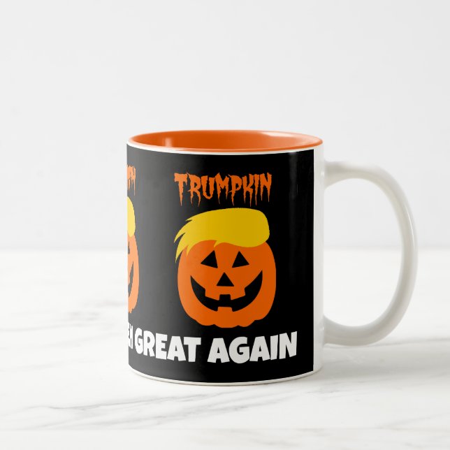 Donald Trumpkin machen Halloween groß wieder Zweifarbige Tasse (Rechts)