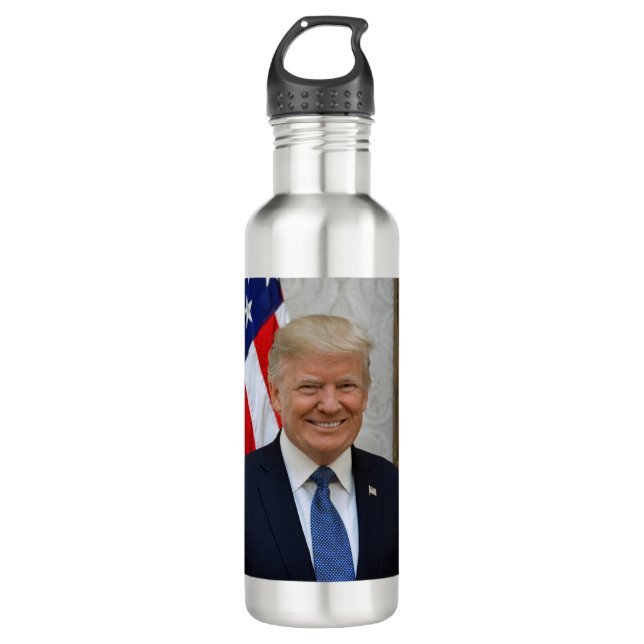 Donald Trumpoffizielles Präsidentenporträt Edelstahlflasche (Vorderseite)