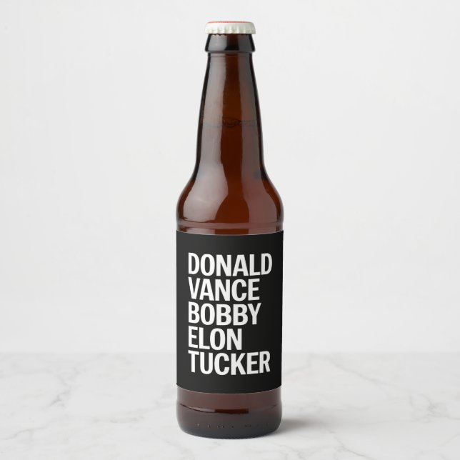 Donald Vance Bobby Elon & Tucker Bierflaschenetikett (Vorderseite)