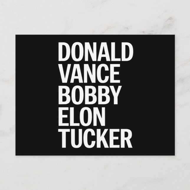 Donald Vance Bobby Elon & Tucker Postkarte (Vorderseite)