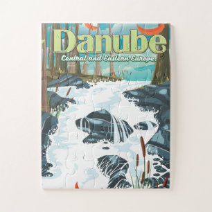 Donau-europäisches Flussreiseplakat