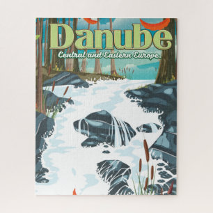 Donau-europäisches Flussreiseplakat