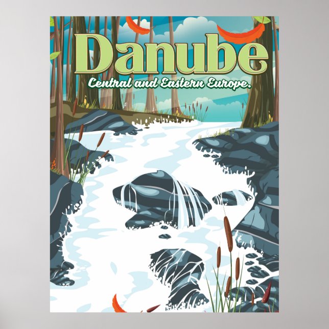 Donau-europäisches Flussreiseplakat Poster (Vorne)