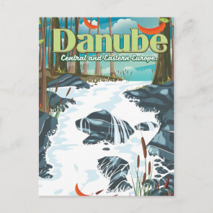 Donau-europäisches Flussreiseplakat Postkarte