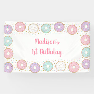 Donau Rosa Goldpastel Geburtstag Banner