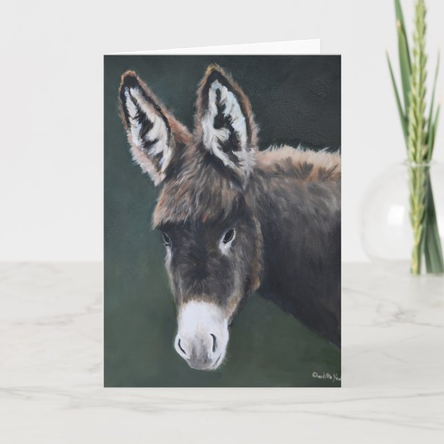 Donkey Animal Art Grußkarte Dankeskarte (Vorderseite)