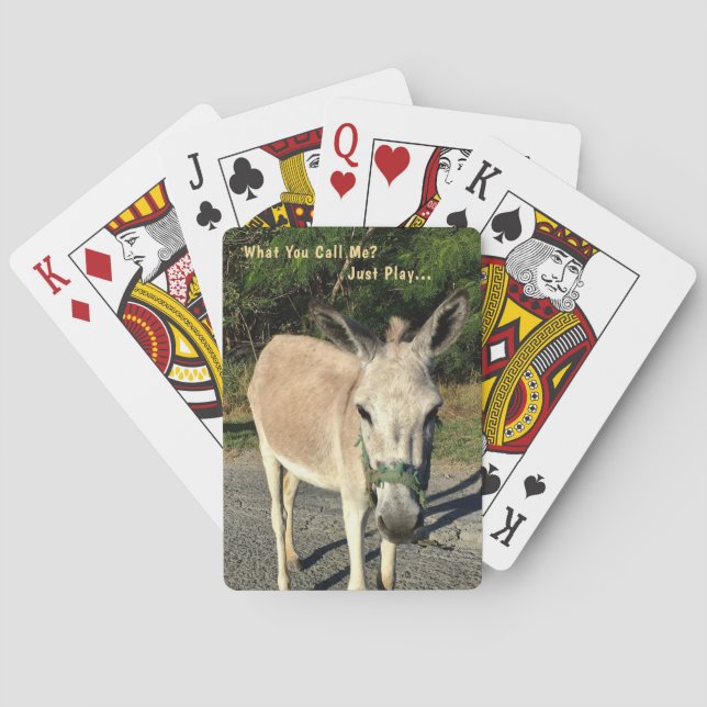 Donkey Animal Looking Wanderlustige personalisiere Spielkarten (Rückseite)