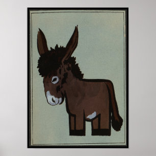 Donkey - Antike, farbenfrohe Buchillustration Poster