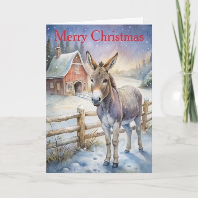 Donkey at Christmas Feiertagskarte (Vorderseite)