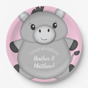 Donkey Baby Dusche Rosa Pappteller