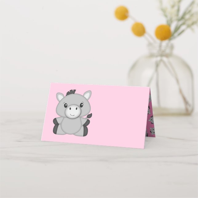 Donkey Baby Dusche Rosa Platzkarte (Vorderseite)