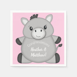Donkey Baby Dusche Rosa Serviette