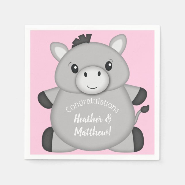 Donkey Baby Dusche Rosa Serviette (Vorderseite)
