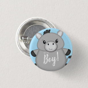 Donkey Baby Shower Blue Button