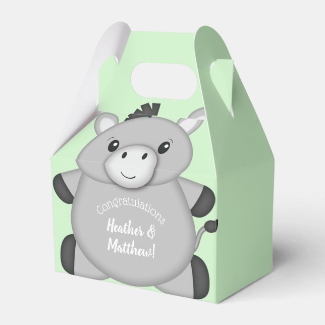 Donkey Baby Shower Green Geschenkschachtel (Vorderseite)