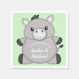 Donkey Baby Shower Green Serviette